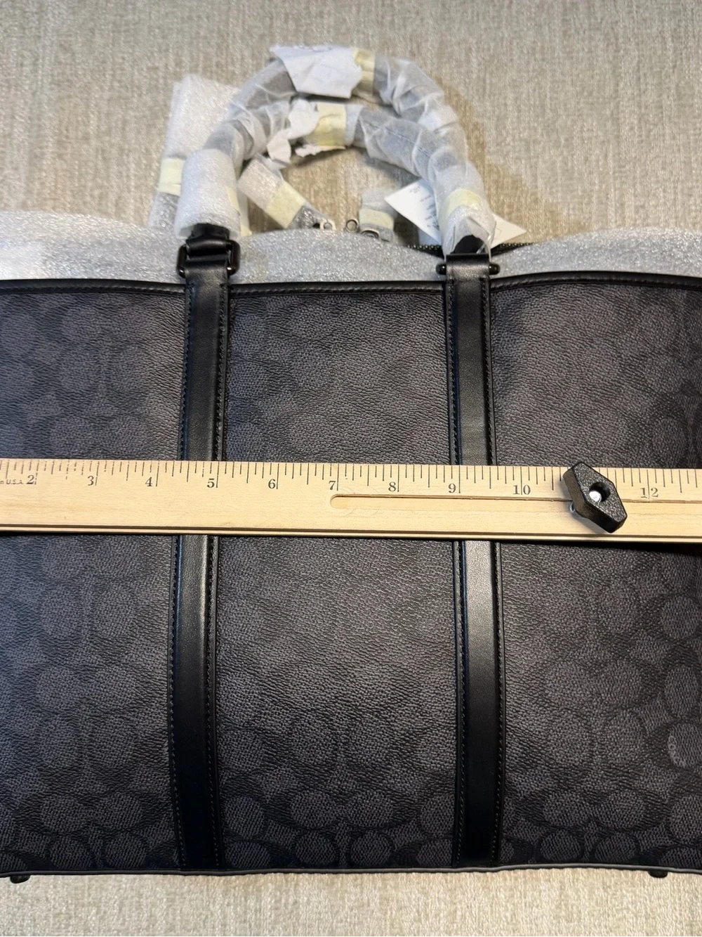 Coach Men's Women’s Unisex Slim Charcoal/Black Signature Briefcase Tote